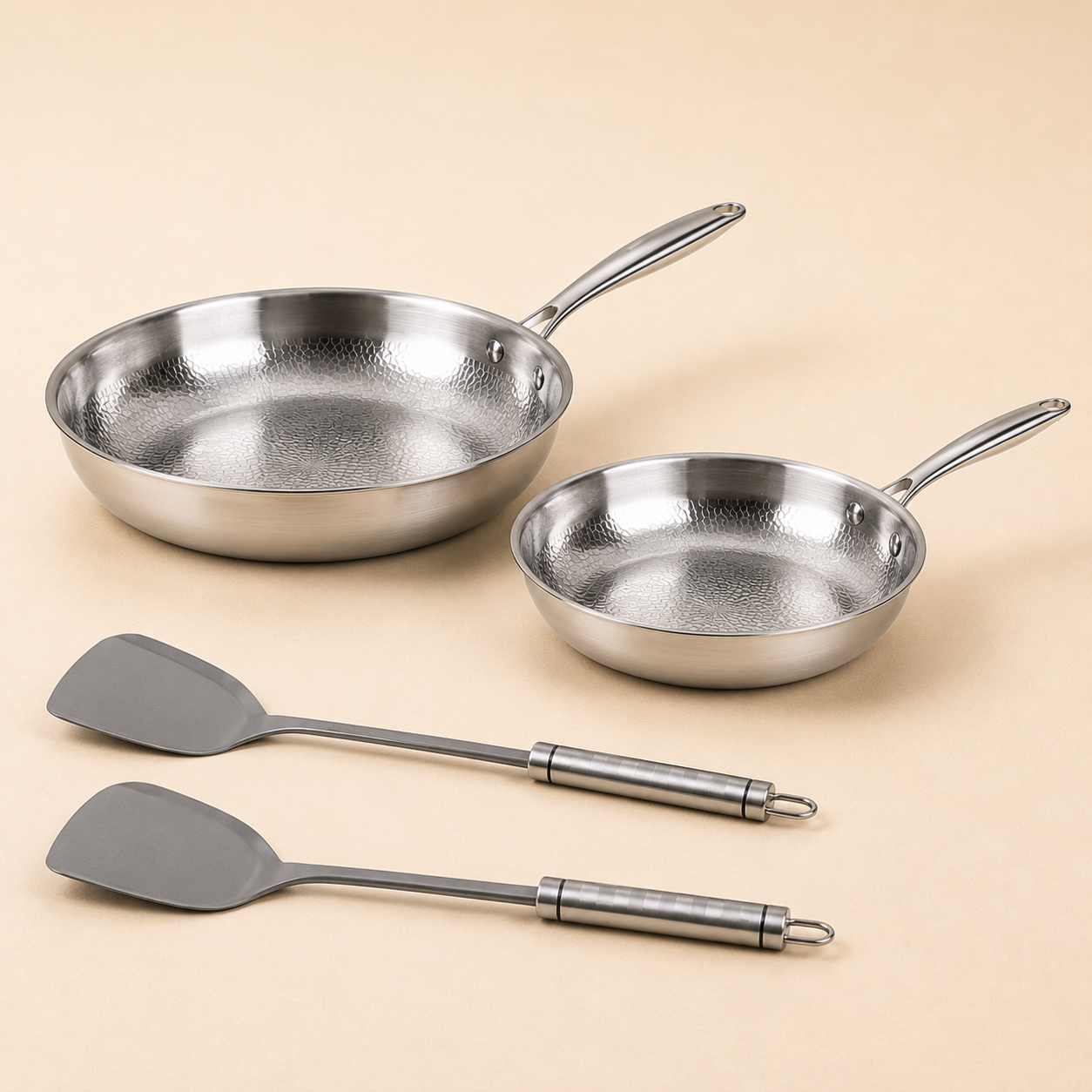 Titanium Hammered Pan Pro Duo + Free Lids