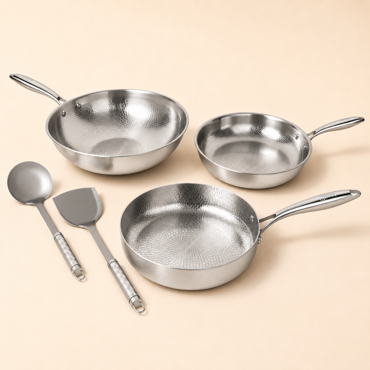 Titanium Hammered Cookware Pro Set + Free Lids