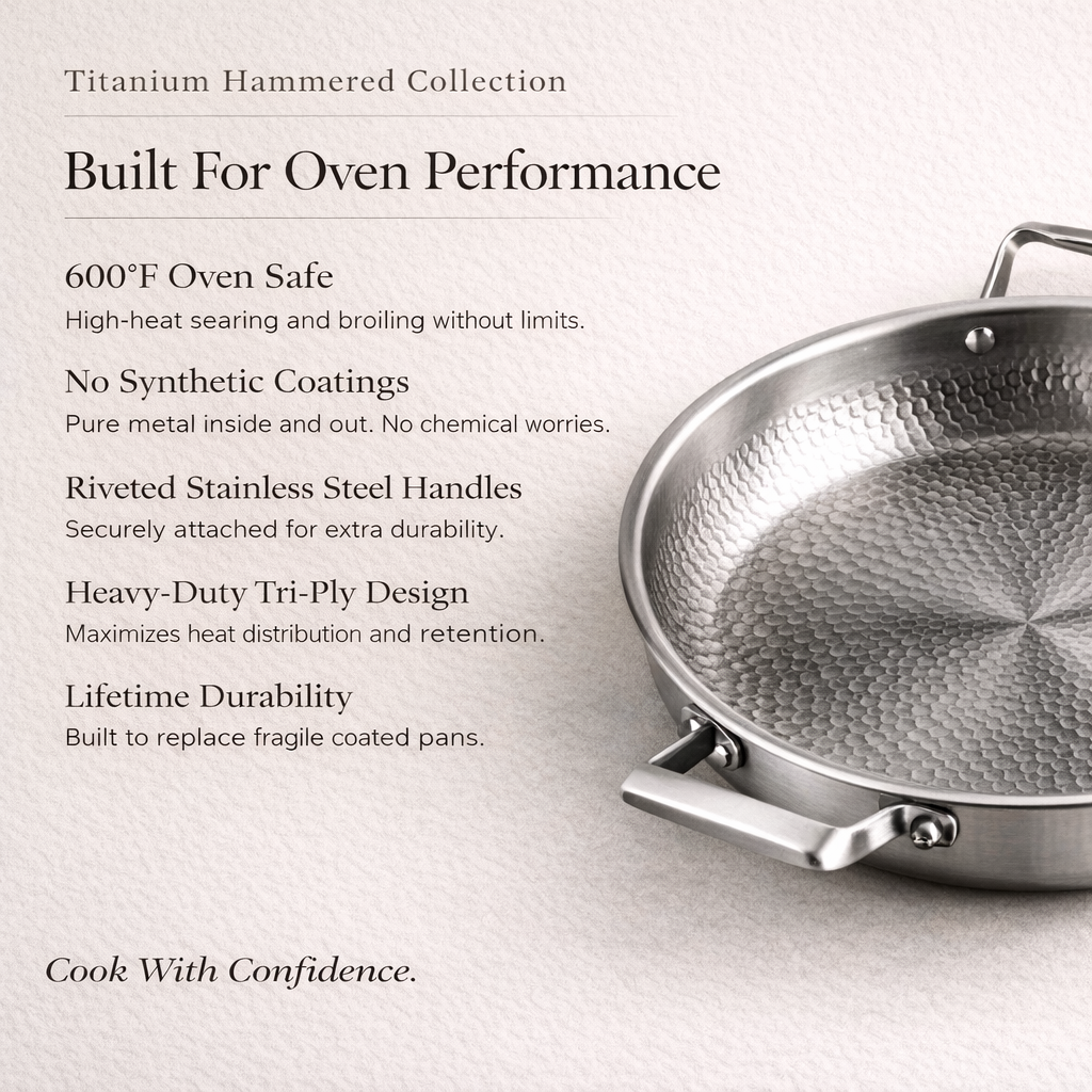 Pure Titanium 4 Pans + Utensils Set + FREE LIDS