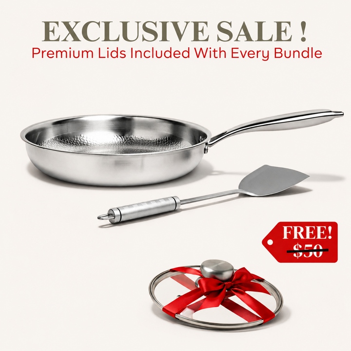 Pure Titanium Hammered Pan Set + FREE LID